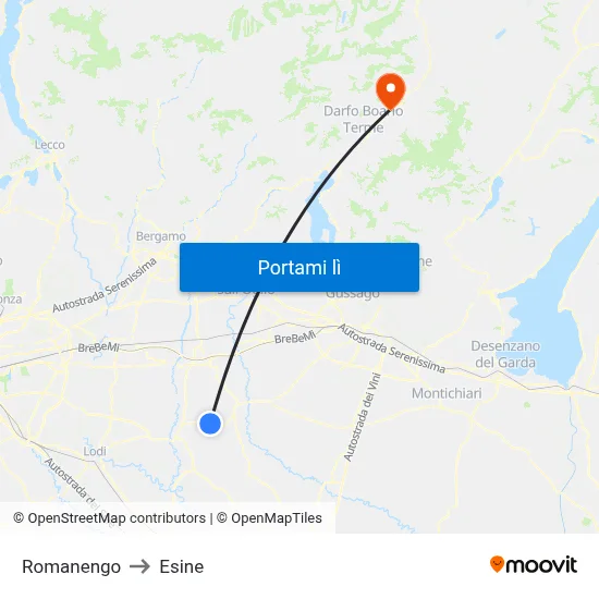 Romanengo to Esine map