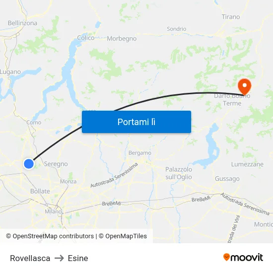 Rovellasca to Esine map