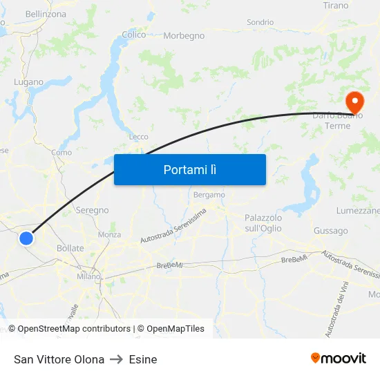San Vittore Olona to Esine map