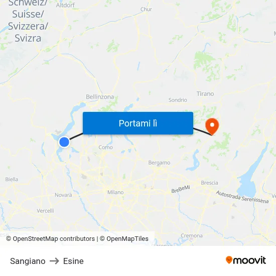 Sangiano to Esine map