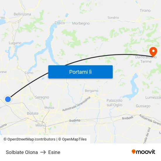 Solbiate Olona to Esine map