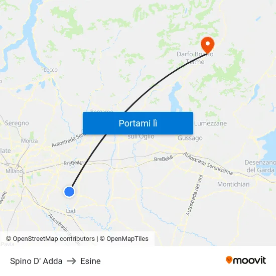 Spino D' Adda to Esine map