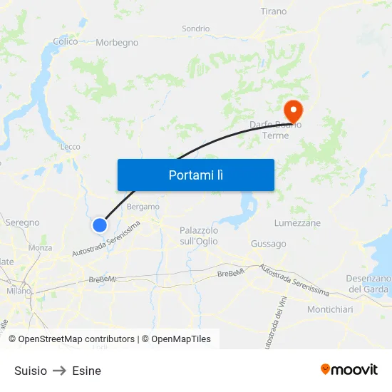 Suisio to Esine map