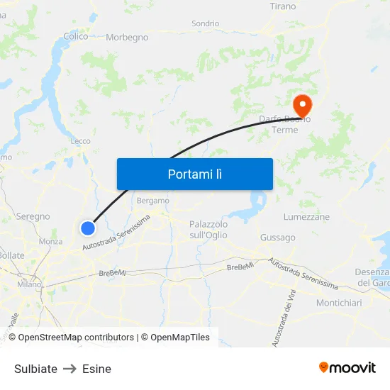 Sulbiate to Esine map