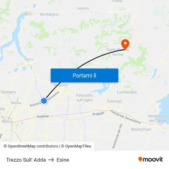 Trezzo Sull' Adda to Esine map