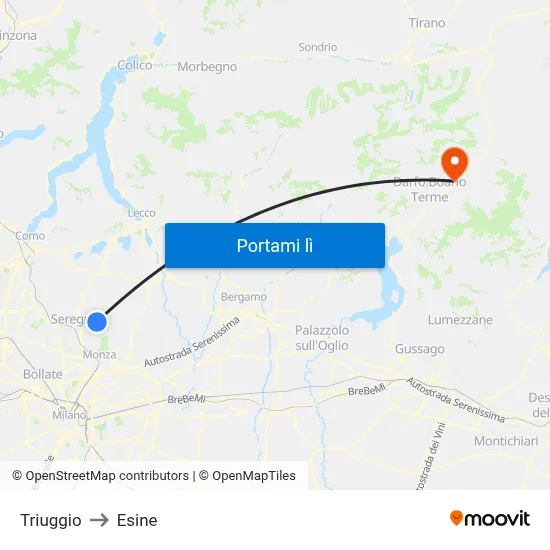 Triuggio to Esine map