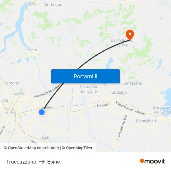 Truccazzano to Esine map