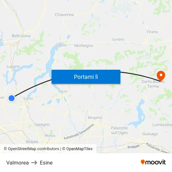 Valmorea to Esine map
