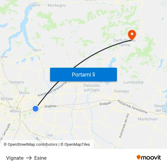 Vignate to Esine map