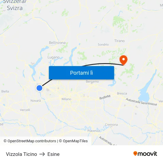 Vizzola Ticino to Esine map