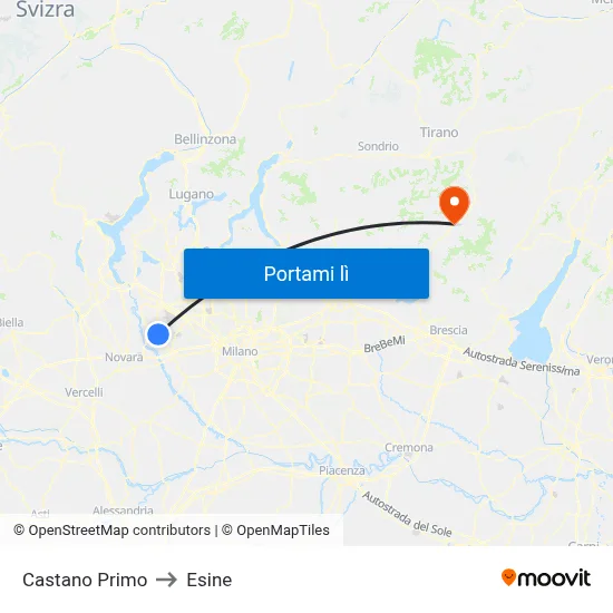Castano Primo to Esine map