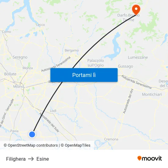 Filighera to Esine map