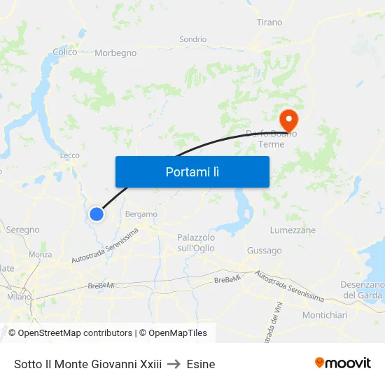 Sotto Il Monte Giovanni Xxiii to Esine map