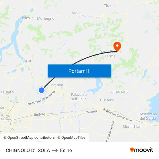 CHIGNOLO D' ISOLA to Esine map