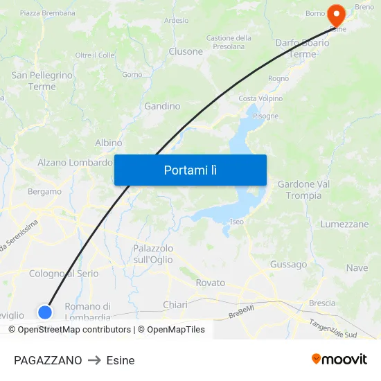 PAGAZZANO to Esine map