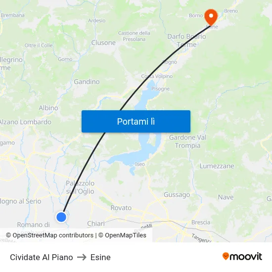 Cividate Al Piano to Esine map