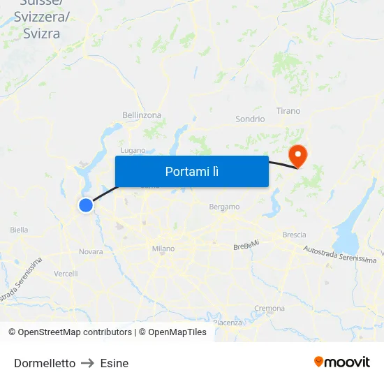 Dormelletto to Esine map