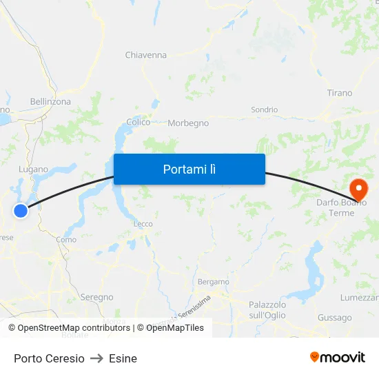 Porto Ceresio to Esine map