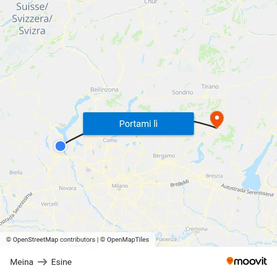 Meina to Esine map