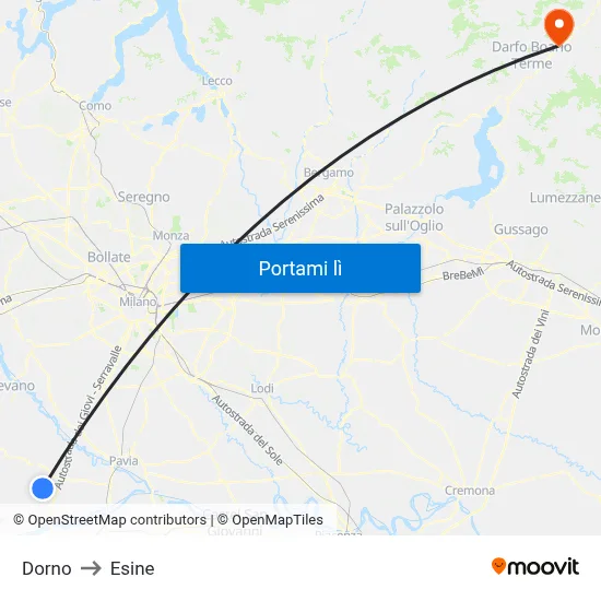 Dorno to Esine map