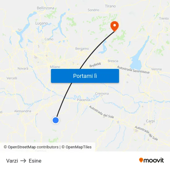 Varzi to Esine map