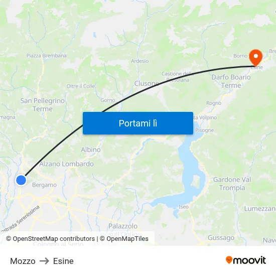 Mozzo to Esine map