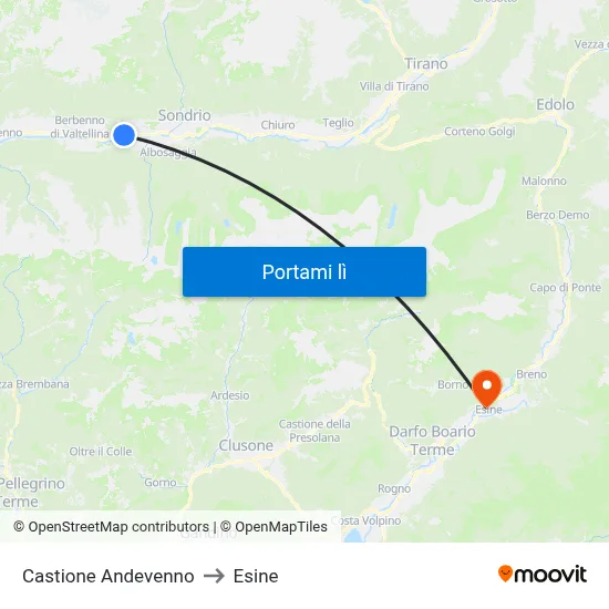 Castione Andevenno to Esine map