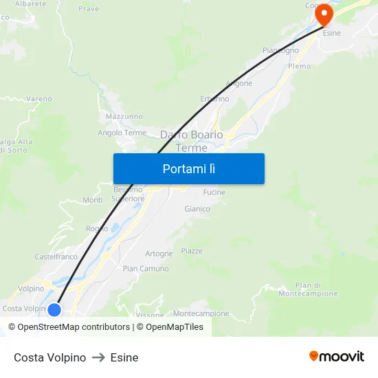 Costa Volpino to Esine map