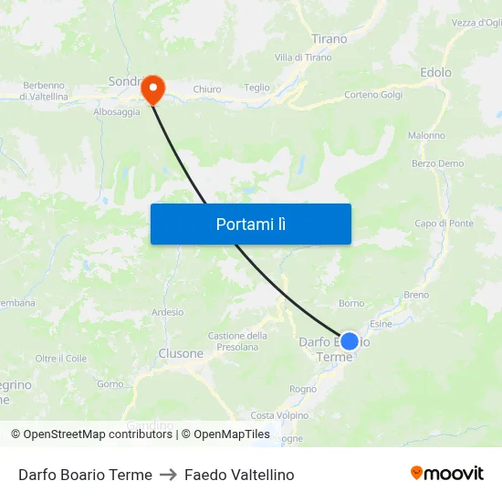 Darfo Boario Terme to Faedo Valtellino map