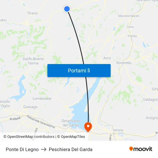 Ponte Di Legno to Peschiera Del Garda map