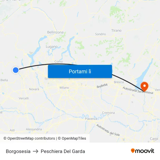 Borgosesia to Peschiera Del Garda map