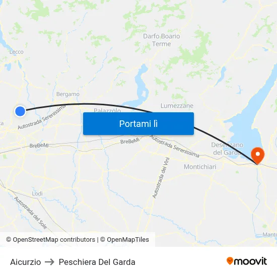 Aicurzio to Peschiera Del Garda map