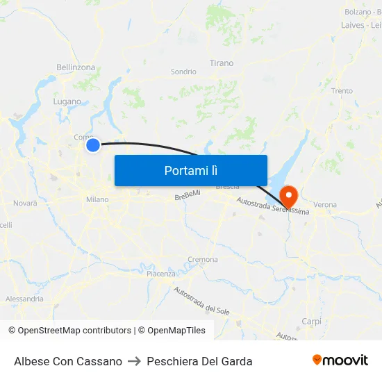Albese Con Cassano to Peschiera Del Garda map