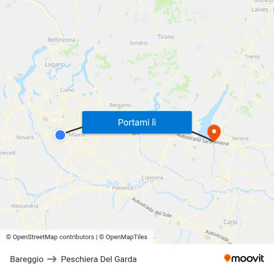 Bareggio to Peschiera Del Garda map