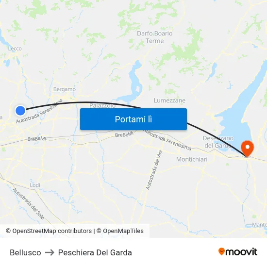 Bellusco to Peschiera Del Garda map