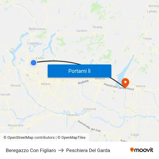 Beregazzo Con Figliaro to Peschiera Del Garda map