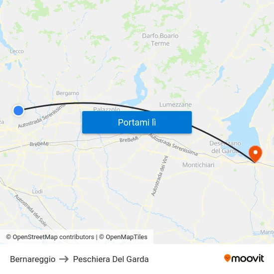 Bernareggio to Peschiera Del Garda map