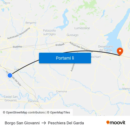 Borgo San Giovanni to Peschiera Del Garda map