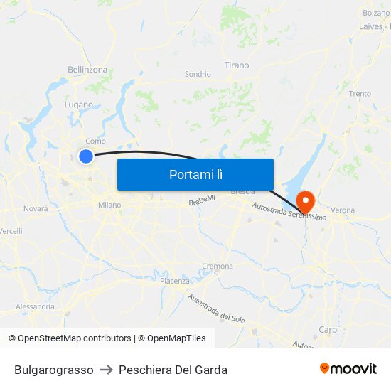 Bulgarograsso to Peschiera Del Garda map