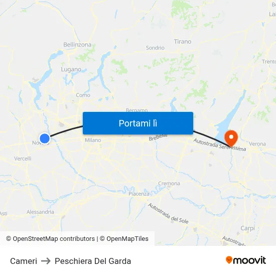 Cameri to Peschiera Del Garda map