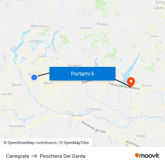 Canegrate to Peschiera Del Garda map