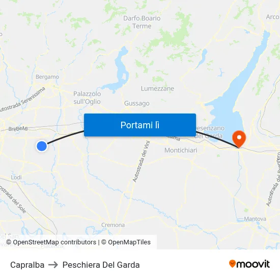 Capralba to Peschiera Del Garda map