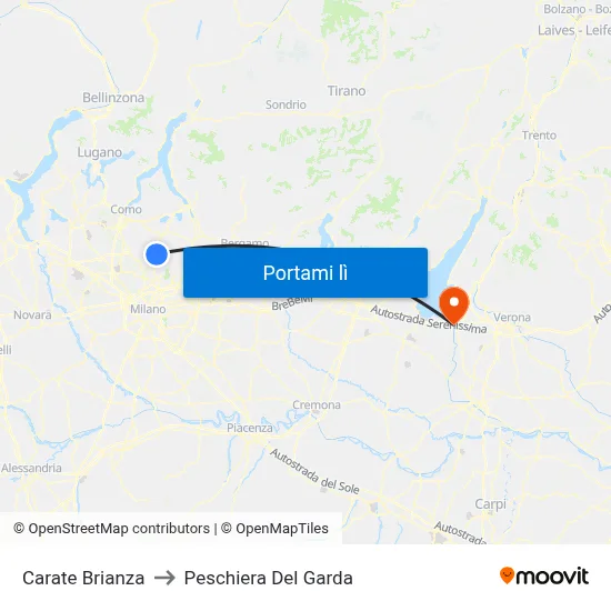 Carate Brianza to Peschiera Del Garda map
