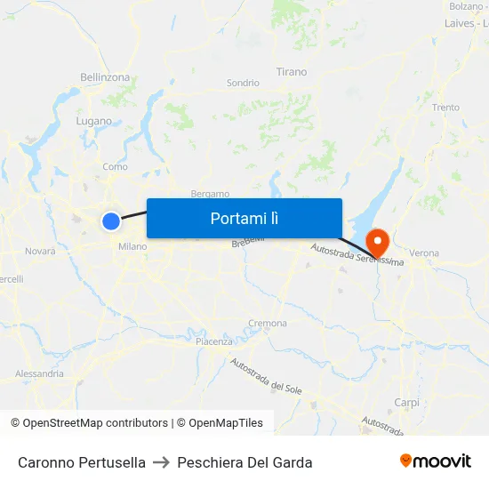 Caronno Pertusella to Peschiera Del Garda map