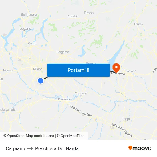 Carpiano to Peschiera Del Garda map