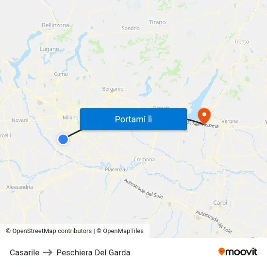 Casarile to Peschiera Del Garda map