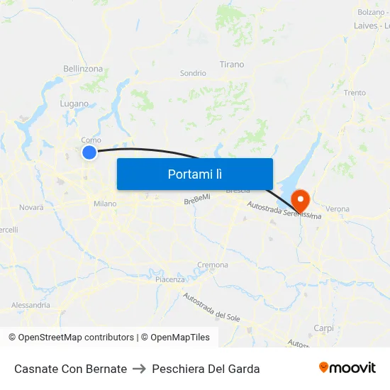 Casnate Con Bernate to Peschiera Del Garda map