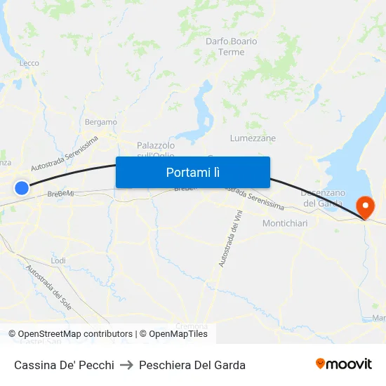 Cassina De' Pecchi to Peschiera Del Garda map