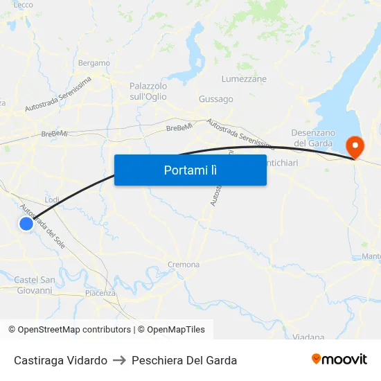 Castiraga Vidardo to Peschiera Del Garda map