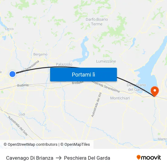 Cavenago Di Brianza to Peschiera Del Garda map